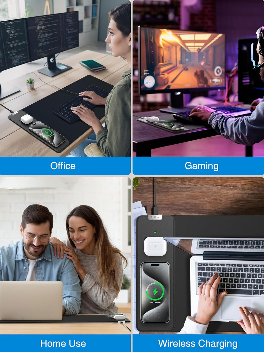 Mouse Pad with 15W Wireless Charging, 31.5"x11.81" XL Large Desk Mat