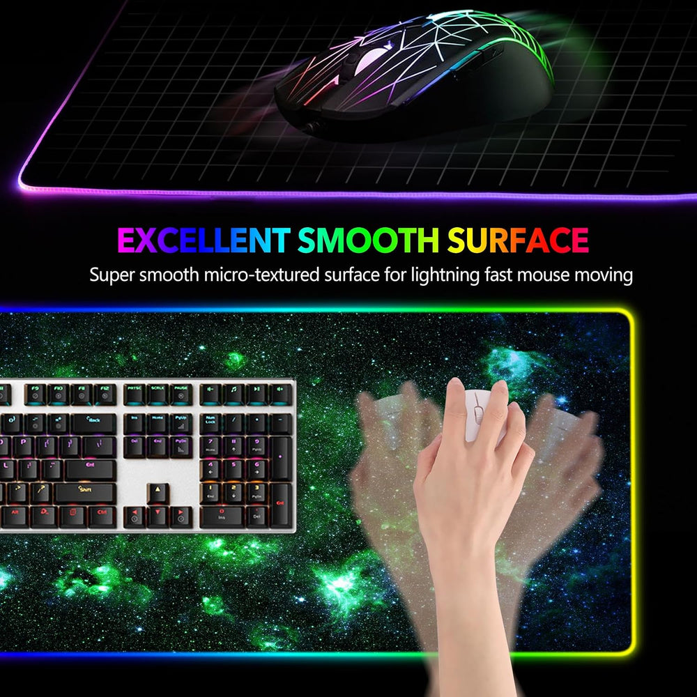 RGB Gaming Mouse Pad Extended, Large Led Mousepads Non-Slip Rubber Base with ...