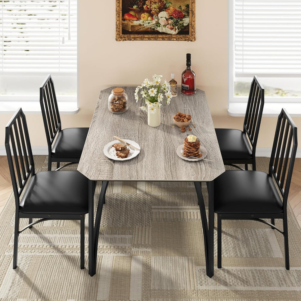 IDEALHOUSE Dining Table Set for 4, Kitchen Table Set of 4 with Upholstered Cu...