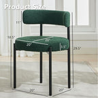 Boucle Dining Chairs Set of 6, Mid Century Modern Dining Room Chairs with Barrel Backrest, Upholstered Green Kitchen Chairs for Dining Room, Restaurant