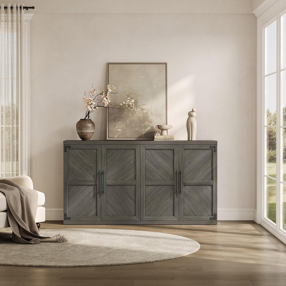 SICOTAS Buffet Cabinet with 4 Doors, Modern Sideboard Cabinet with Storage an...
