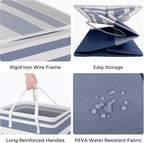 HomeHacks 2 Pack Large Laundry Baskets, Waterproof, Freestanding Laundry Hampers, Collapsible Clothes Hamper with Reinforced Handles in Laundry, College Dorm, Bathroom, Bedroom (Blue+Pink, 88Lx2)
