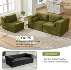 106" Chenille Folding Convertible Sleeper Sofa Bed, Green Pull Out Floor Modular Couch with Pillow, Memory Foam Boneless Couchs Sectional for Living Room Bedroom (3, Green)