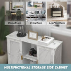 TaoHFE Marble Top Narrow Sideboard Cabinet,Modern White Marble Side Buffet Cabinet with Storage,Kitchen Island Narrow Sideboard for Kitchen for Living Room