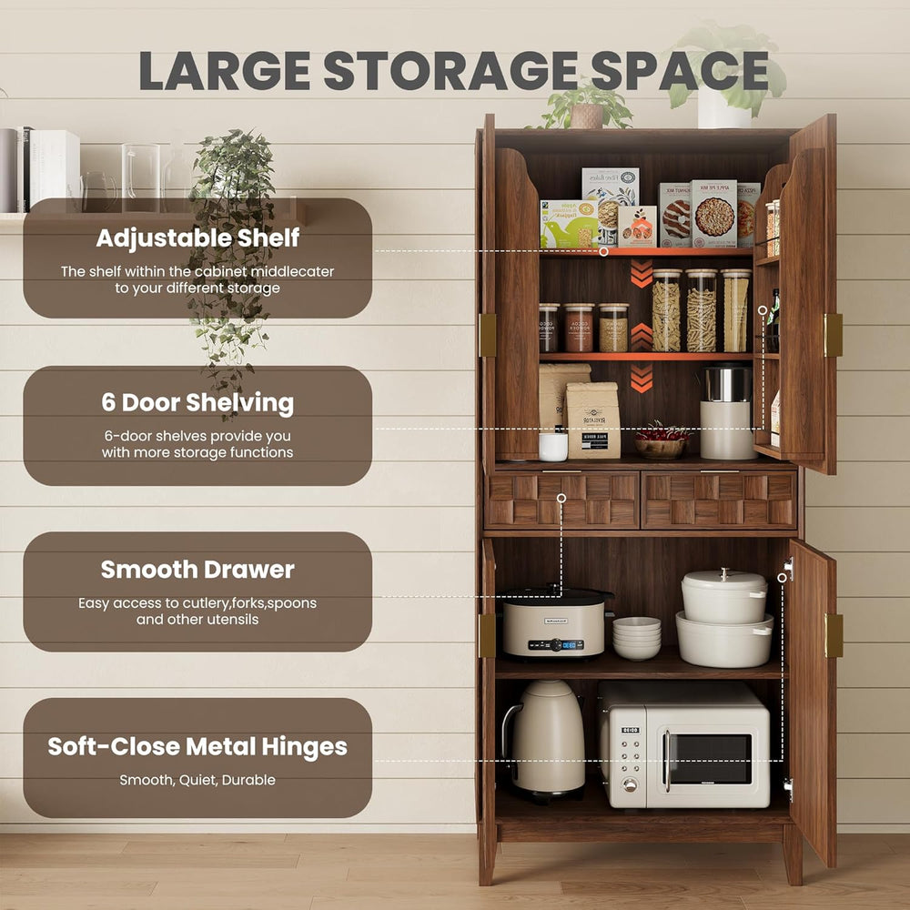 Pantry Cabinet, 71" Tall Pantry Cabinet,Modern Kitchen Cabinet with Door...