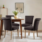 SyMax Dining Chairs Set of 4, Modern Faux Leather Parson Dining Room Chairs, High-End Kitchen Side Chairs with Nailhead Trim and Wood Legs, Chocolate, 4PCS