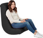 Factory Direct Partners Soft Ergonomic Horizontal Soft Floor Video Rocker - Cushioned Ground Chair Great for Reading, Gaming or Watching TV for Kids, Teens and Adults - Black, 10489-BK