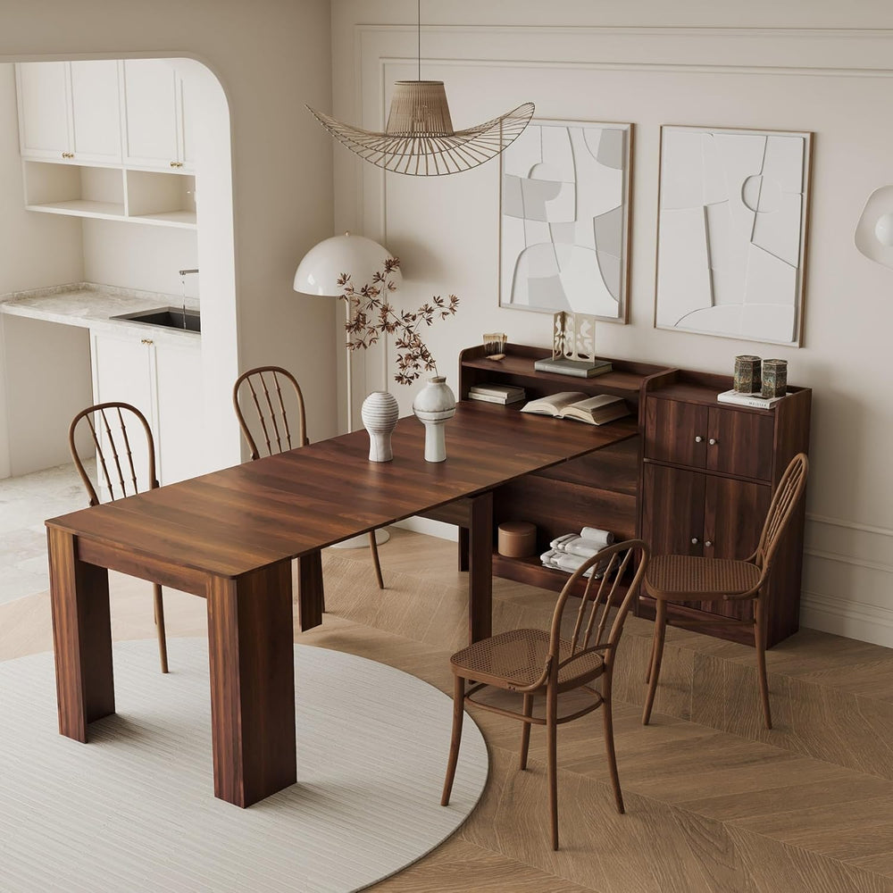 KEIKI 30”-99”L Extendable Foldable Dining Room Table with Storage for 1-10 Pe...