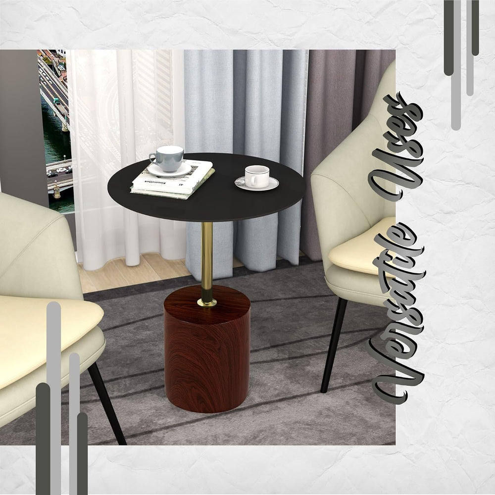 LeisureMod Round Side Table with Modern Stainless Steel Pedestal Base, Chic A...