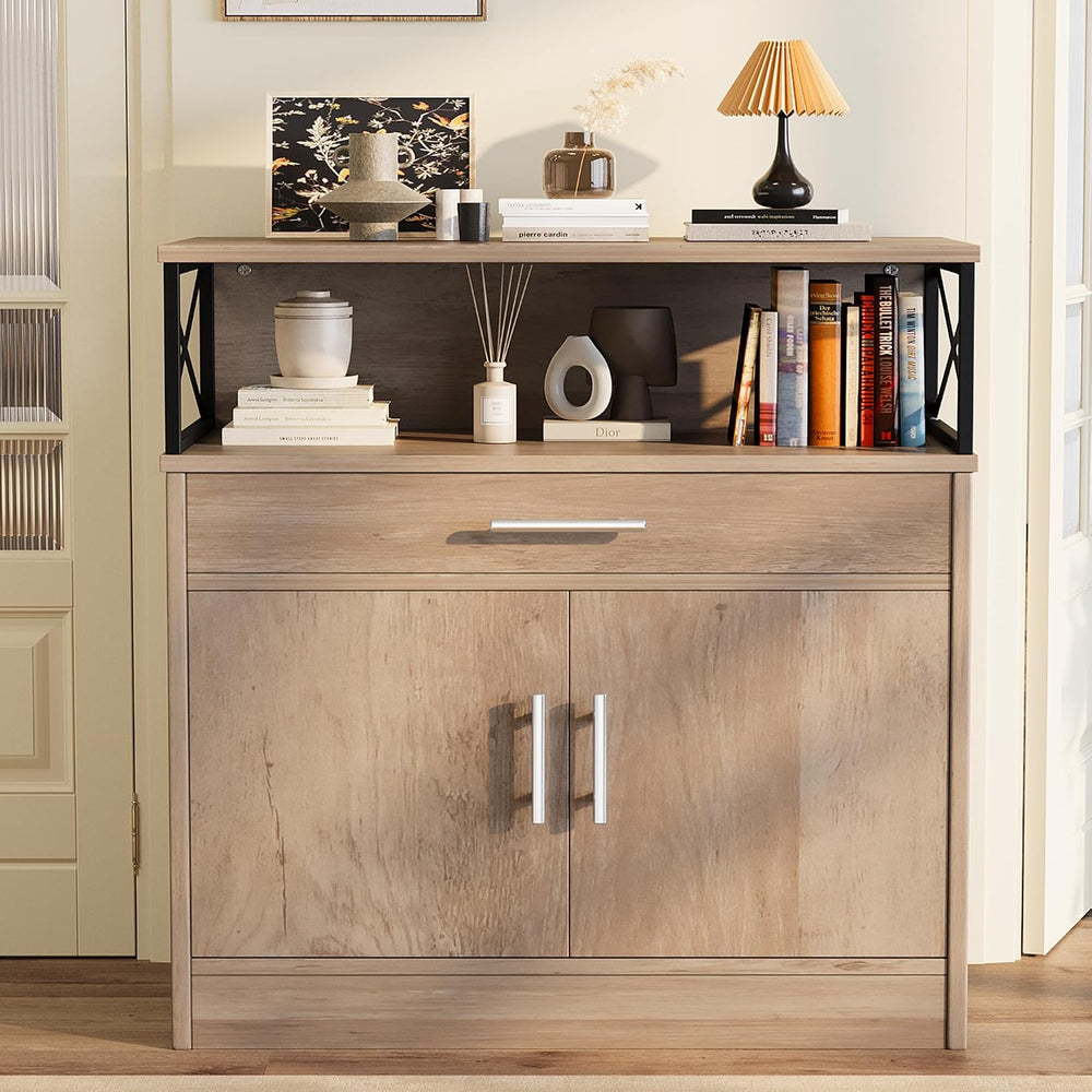 Buffet Cabinet, Coffee Bar Cabinet, Sideboard with Storage and Drawer, Farmho...