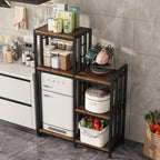 6-Tier Kitchen Bakers Rack, Freestanding Mini Fridge Stand Height Adjustable Bakers Rack with Storage, Sturdy Microwave Stand with Storage, Mini Fridge, Coffee Bar for Living Room Rustic Brown