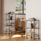 3 Tier Shelf Metal Storage Shelves Wire Rack Closet Organizers with Wheel for Garage Kitchen Bathroom Laundry Brown 11.8" D x 17.7" W x 29.8" H