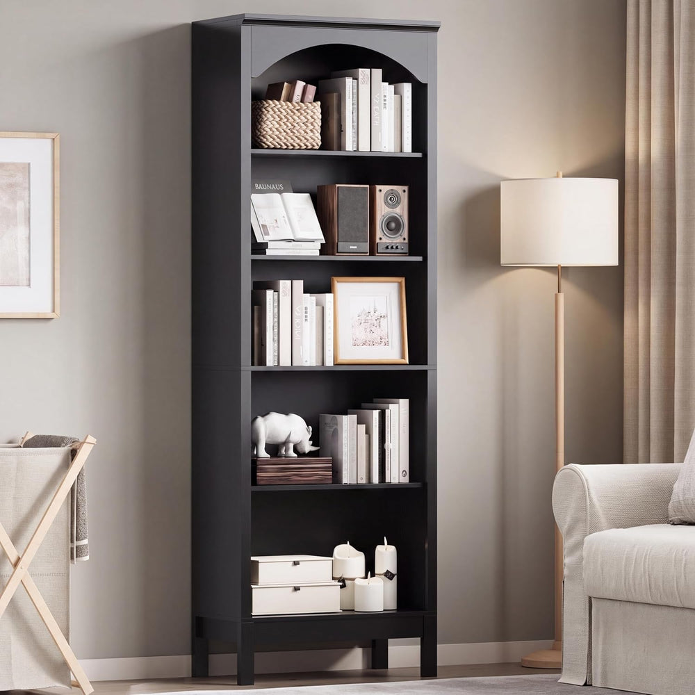 Arched Bookshelf,5 Tier Tall Bookcase with Adjustable Shelves for Storage