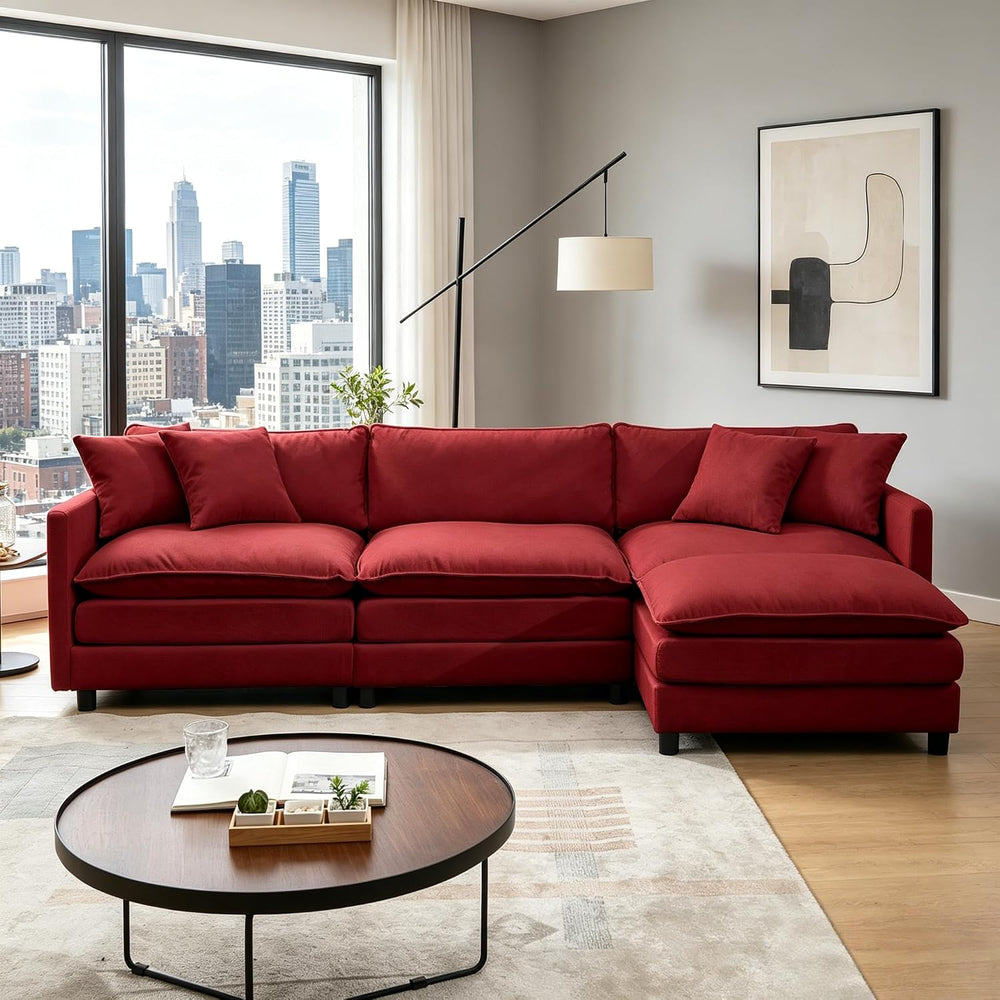 108.27" Modular Sectional Sofa, 4 Seat L Shaped Couch with Chaise | Deep...