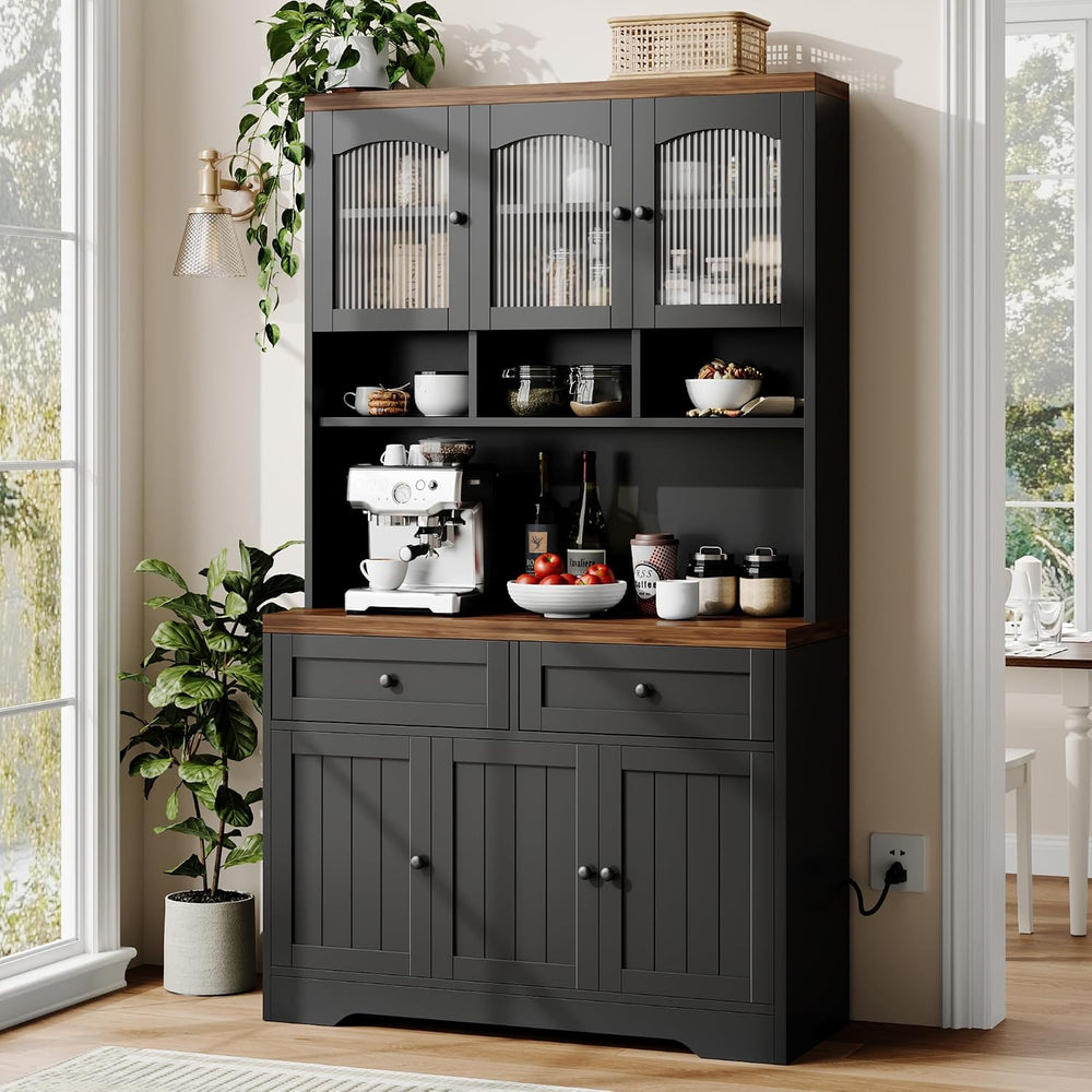 GarveeHome Pantry Cabinet with Charging Station, Tall Kitchen Pantry Storage ...