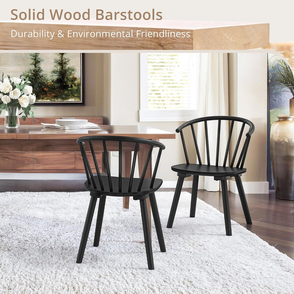 LUE BONA Black Dining Chairs Set of 4, Farmhouse Wood Dining Chairs with Semi...