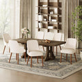 Dining Chairs Set of 6, Upholstered Dining Room Chair with Wood Legs, High-Back Padded Kitchen Chairs for Dining Room/Restaurant/Cafe, Beige