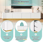 Ball & Cast Luxury Fluted TV Stand with 4 Drawers for TVs up to 85", Modern Media Console w/Faux Marble Tabletop and Gold Base, Curved Profile Design,Entertainment Center for Living Room,White