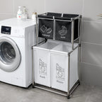 2 Tier Laundry Sorter with 4 Removable Bags for Organizing Clothes - Large Freestanding Laundry Hamper - Laundry Basket for Dirty Clothes in Laundry Room