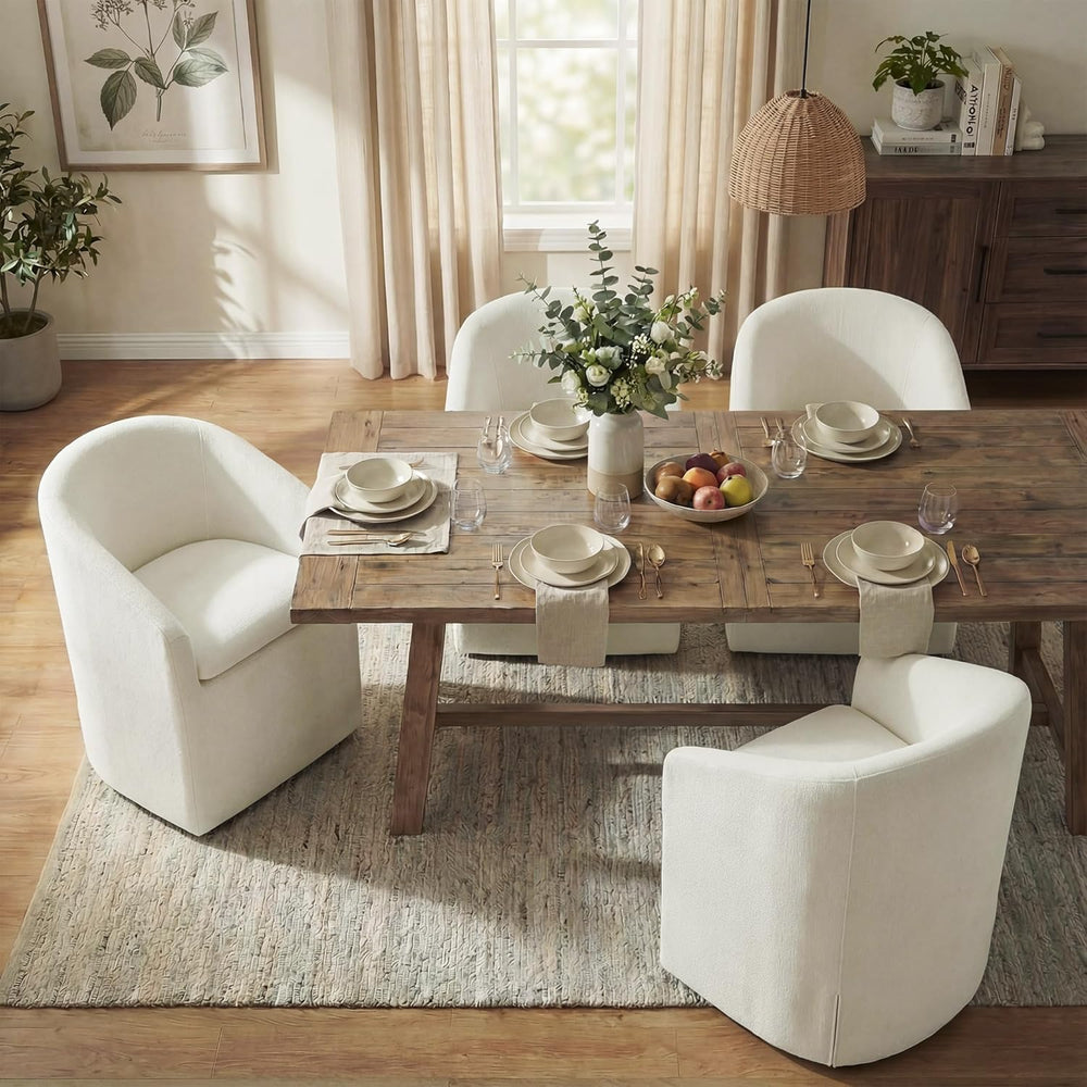 KISLOT Upholstered Dining Chairs with Casters, Washable Cover Modern Dining R...