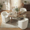 Upholstered Dining Chairs with Casters, Washable Cover Modern Dining Room Chairs with Barrel Backrest & Dual Armrest for Kitchen, Living Room, Bedroom, Linen Fabric, 4PCS