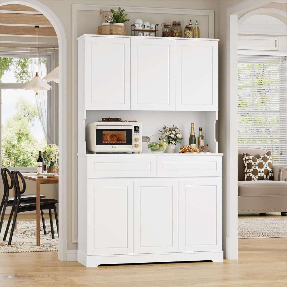 FACBOTALL 74" Pantry Cabinet, Tall Kitchen Pantry with 6 Doors & 2 D...