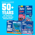 Ziploc Flexible Totes, Large Size, 10 Gallon, 2 Count Organizing Tote with Zipper and Built‑In Handles, Flexible & Stackable Clothing and Home Storage Bag