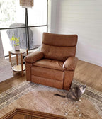GarveeHome Oversized Rocker Swivel Recliner Chair - PU Leather Extra Wide Manual Recliner for Adults, Large Lazy Chair with 1.5X Sponge Comfort Arm and Back for Living Room, Bedroom