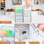 Baby Bottle Organizer, Stackable Storage Drawers with Label, Clear Station Organizers Container for Pacifiers, Pump Parts, Desk Organizer Bins for Bathroom, Cabinet, Pantry, Vanity, Countertop, 4 Pack
