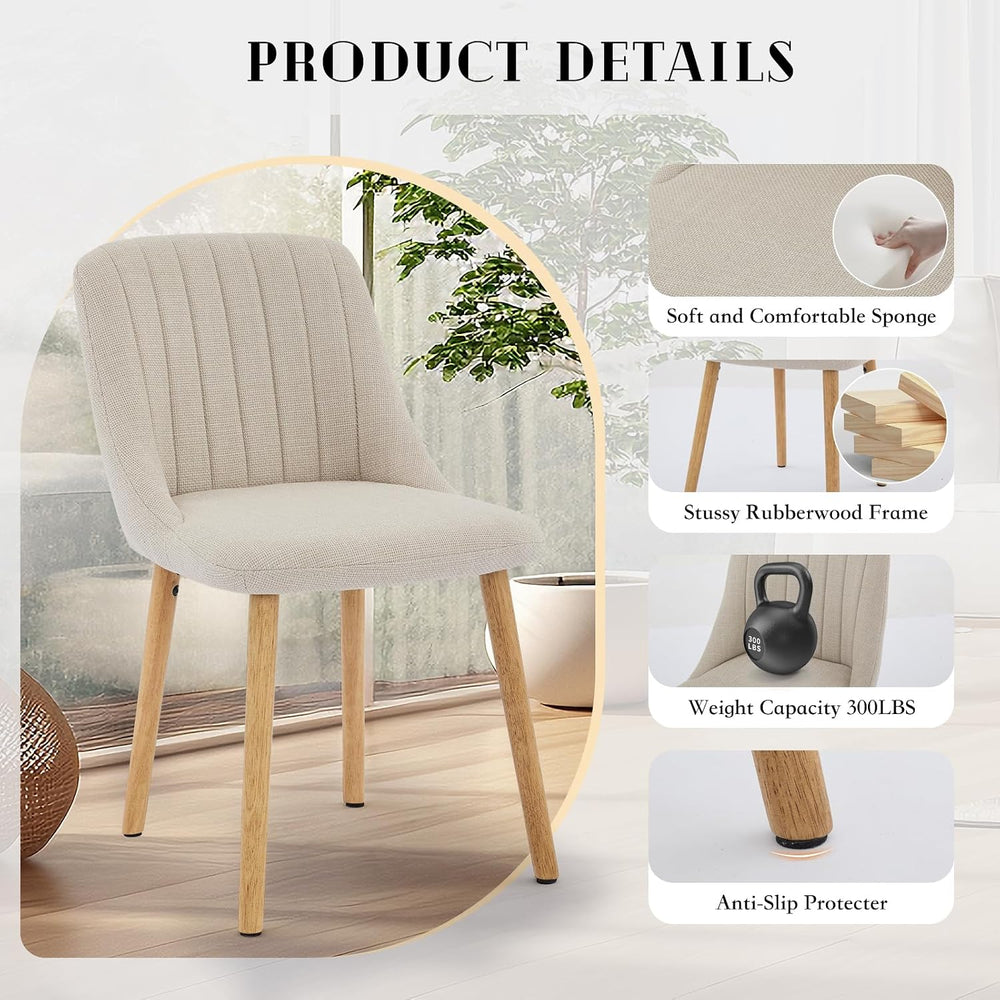 Dining Chairs Set of 6,Modern Fabric Upholstered Kitchen Chairs with Solid Oa...