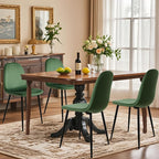 CangLong Modern Velvet Chairs with Metal Legs for Living, Bedroom, Restaurant, Dining Room, Set of 4, Dark Green