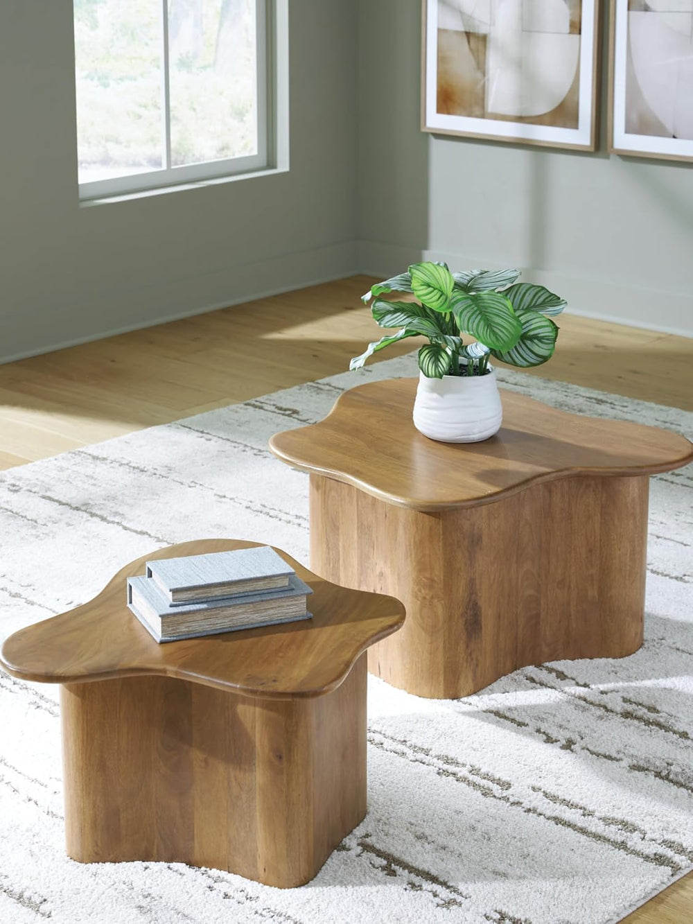 Signature Design by Ashley Solid Mango Wood Nesting Coffee Table Set of 2 | S...