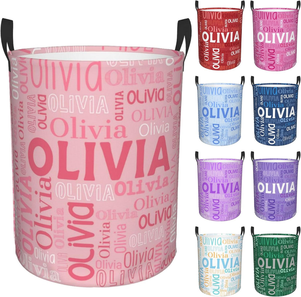 Custom Name Laundry Hamper, Personalized Laundry Basket with Name for Boys Girls Kids Men Women, Customized Name Dirty Clothes Basket Gifts for Clothes Toy Bathroom Bedroom Laundry Room Dorm