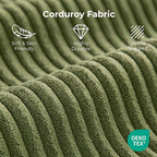 LIKIMIO 71.6" Oversized Chaise Lounge Chair Indoor with Cup Holders & Storage - Corduroy Sofa Bed for Living Room, Reading Nook, or Bedroom, No Assembly Cloud Couch (Green)