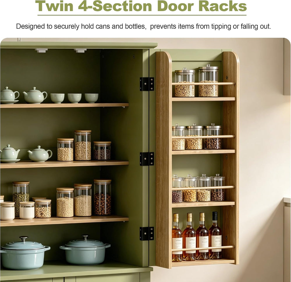 Scurrty Kitchen Pantry Cabinet, 69'' Pantry Storage Cabinet with 4 Do...