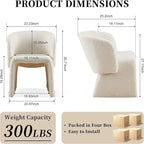 NORDICANA Barrel Dining Room Chairs with Arms, Faux Fur Accent Chairs Set of 4, for Kitchen, Living Room, Upholstered Armchairs, Off-White