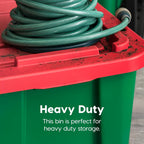 IRIS USA 12 Gallon Heavy Duty Holiday Storage Bins with Lids, 4 Pack - Made in USA, Tough Snap On Lockable Lid Stackable Industrial Rugged Tubs, Garage Organization, Reusable Box - Green/Red
