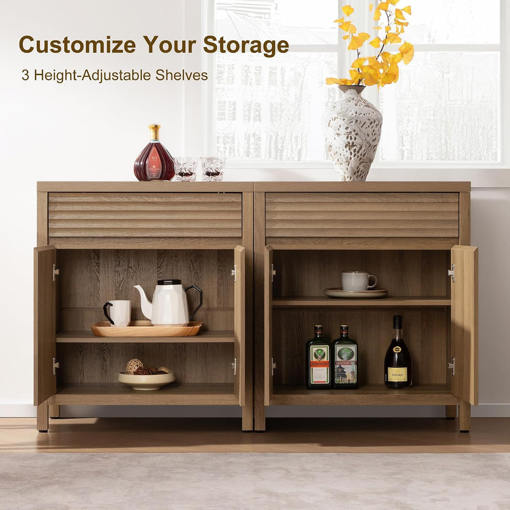 SICOTAS 87" Extra Large Buffet Cabinet with Storage, Modern Fluted Sideb...