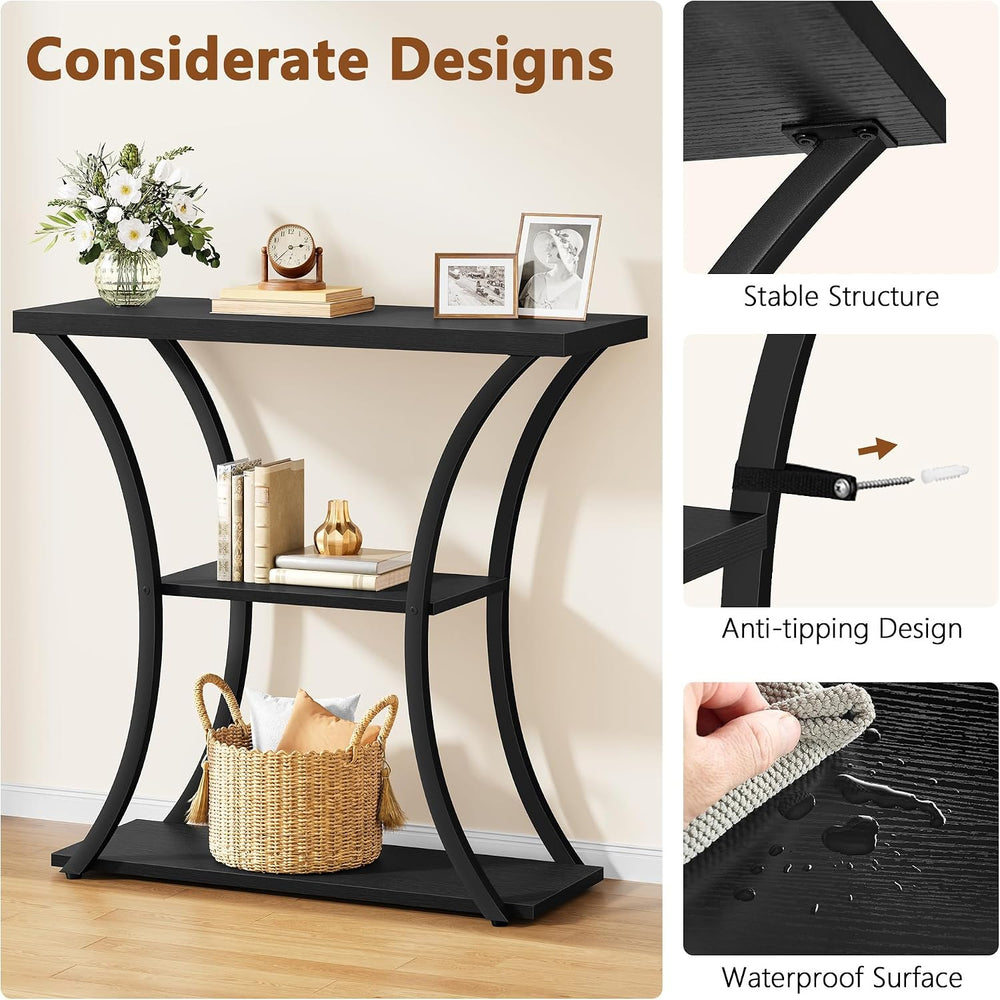 Hoctieon 3 Tier Console Table with Open Wood Shelves, Decorative Entryway Tab...