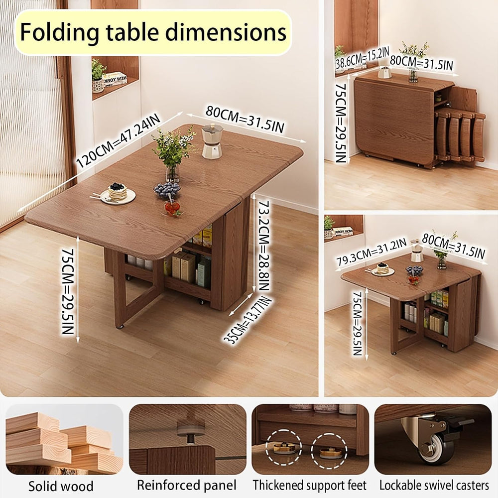 Folding Dining Table with Storage,Foldable into a Small Dining Table with Dra...