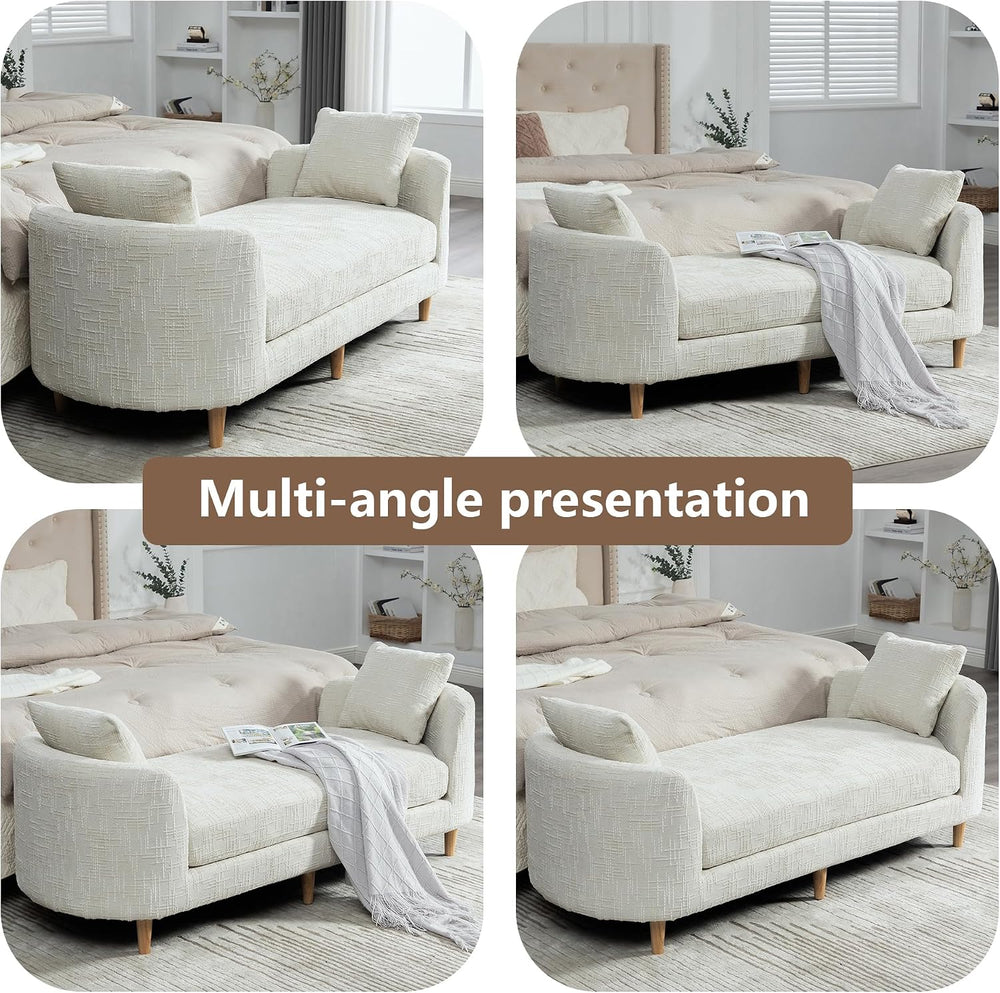 77" End of Bed Bench King Size,Chenille Extra Large Window Bench with 2 ...