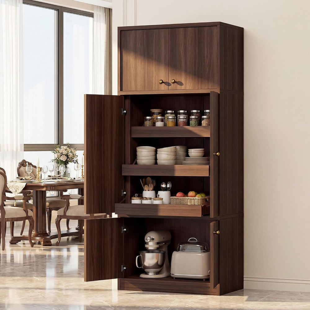 Tall Kitchen Pantry Cabinet 71 Inch, Freestanding Storage Cabinet with Doors ...
