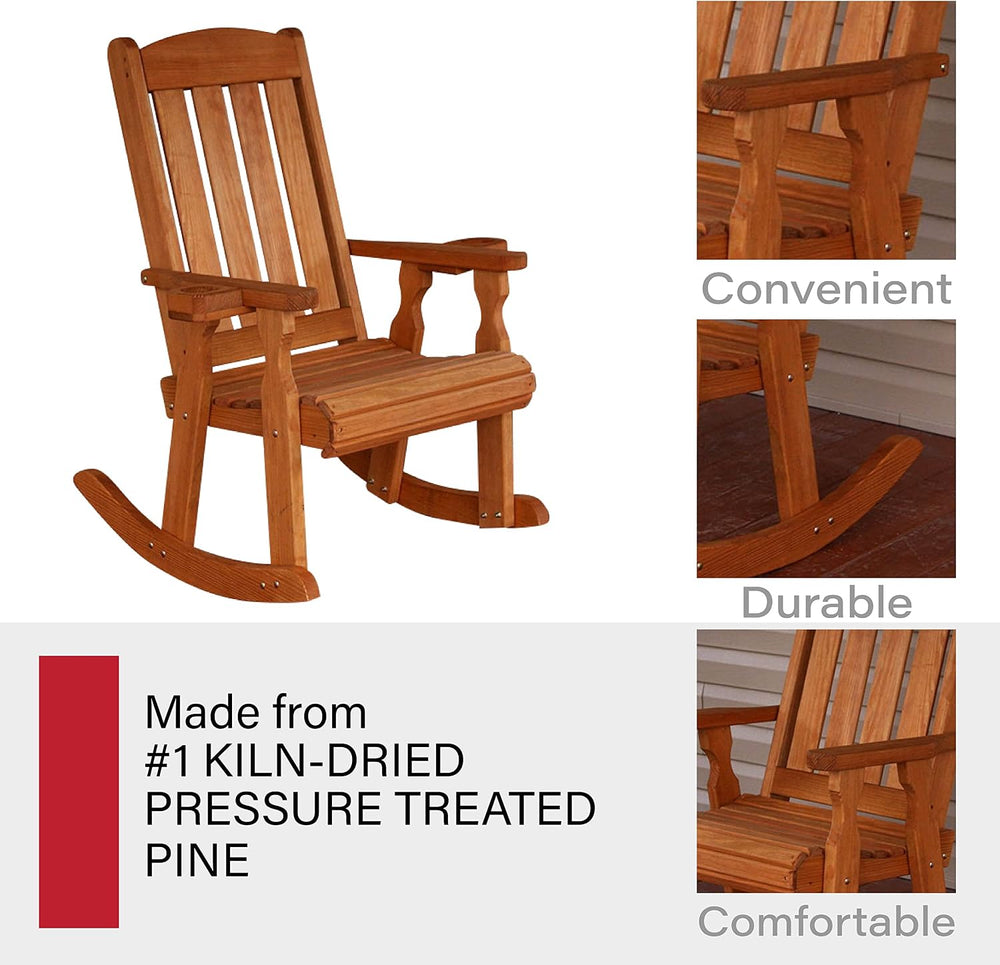 Amish Casual Heavy Duty 600 Lb Mission Pressure Treated Rocking Chair with Cu...