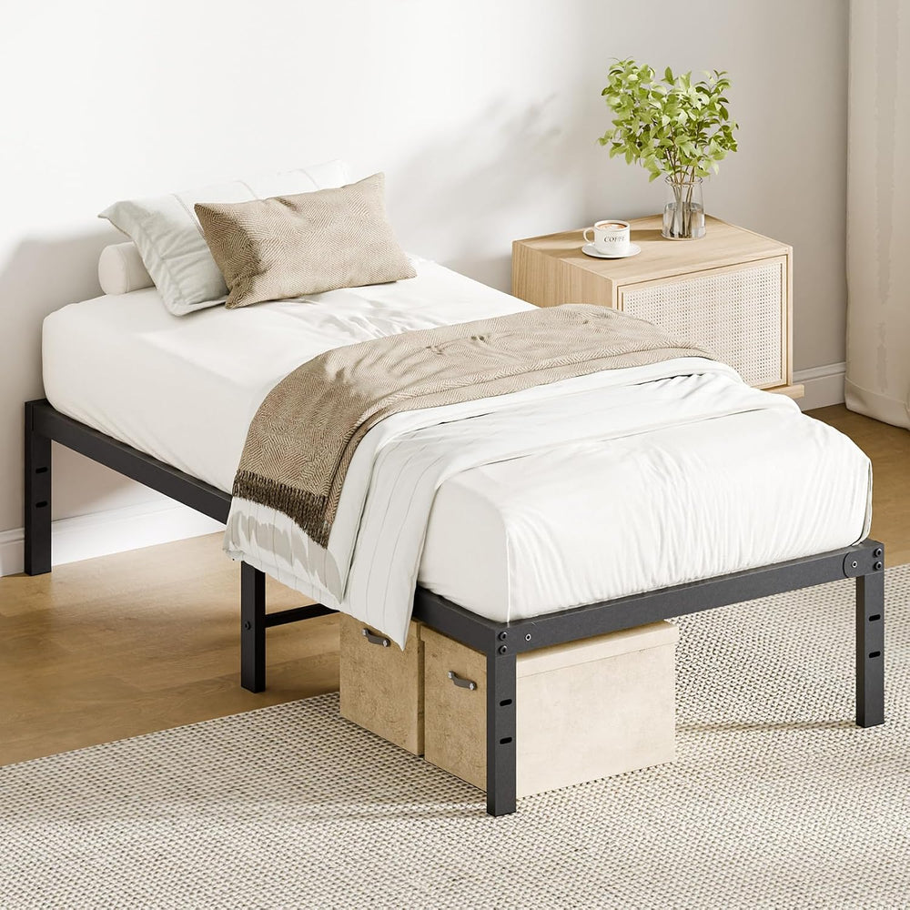 OLIXIS 14in Twin Metal Bed Frame, Sturdy Support with Storage Space, 500LBS