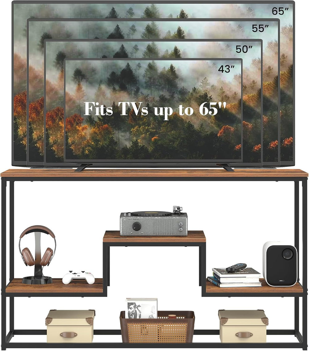 YOUDENOVA TV Stand for 55" TV, 3-Tier Storage Shelves, Rustic Brown | In...