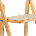 Flash Furniture Hercules Series Beechwood Folding Event Chairs with Padded Seats, Modern Wooden Folding Banquet Chairs, Set of 4, Natural