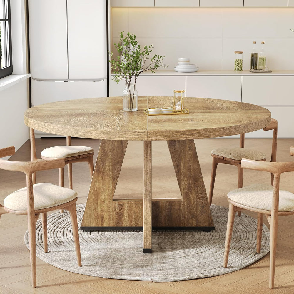 LITTLE TREE Round Dining Table for 4-6 People, 47 Inches Dining Room Table wi...