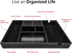 ULTRAY, Valet Tray for Men, Nightstand Organizer, Entry Table Organizer, Catch All, Black Faux Leather Box, 6 Compartments
