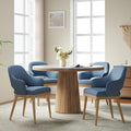 Wooden Dining Chairs Set of 4, Modern Fabric Upholstered Dining Room Chair, Kitchen Side Chairs, Farmhouse Dinner Chair with Open Back for Kitchen, Blue