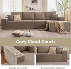135" Cloud Sectional Couch with L-Shape Chaise, Modern Modular Comfy Sofa Chaise Longue, Upholstered Corduroy Couches Sleeper with Deep Seat for Living Room Bedroom, No Assembly Required, Camel